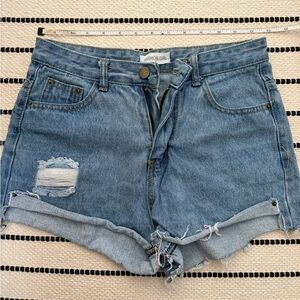 Distressed Blue Denim Shorts